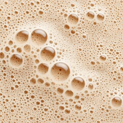 Close-up of Brown Foamy Liquid with Bubbles, Overhead Shot of Coffee or Beer Texture, Abstract