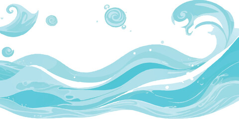 Minimalist Abstract Water Color Design in Shades of Blue and White