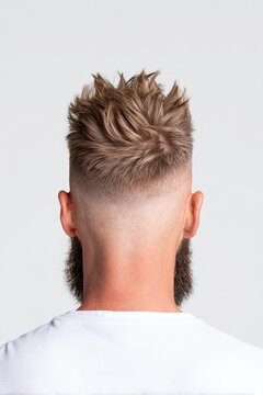 Stylish Men's Haircut with Spiky Top and Fade Back View