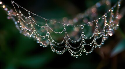 radial. Dew drops in a circular pattern along delicate spider web threads. wildlife magazines, conservation campaigns, designed for wildlife conservation campaigns, supports conservation.