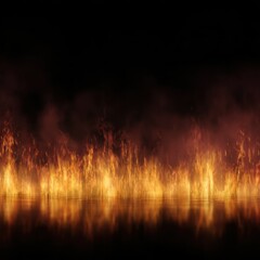 Intense Flames Rising from Reflective Surface Abstract Fire Concept Hot Inferno Burning Energy Danger