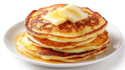 Stack of Pancakes with Butter and Syrup Close Up Still Life Food Photography Breakfast Brunch Sweet Treat American Cuisine