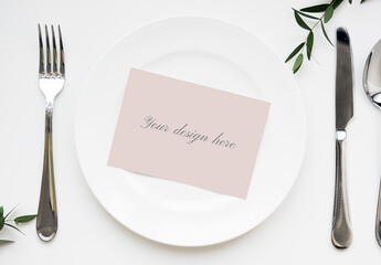 Elegant Table Setting Invitation Template Mockup PSD