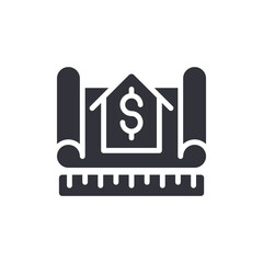 Real Estate Blueprint With Dollar Sign Icon Illustration