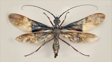 Fossilized insect isolated on white background