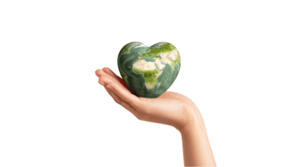 Hand Holding Earth Globe Heart Shape - Environmental Conservation