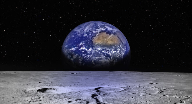 The Earth as Seen from the Surface of the Moon "Elements of this Image Furnished by NASA"