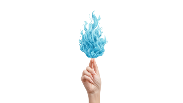 Magical Blue Flame: Hand Holding Mystical Fire