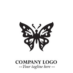 Elegant Butterfly Logo Symbol in Black on White Background with Minimalist and Modern Design
