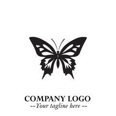 Elegant Butterfly Logo Symbol in Black on White Background with Minimalist and Modern Design
