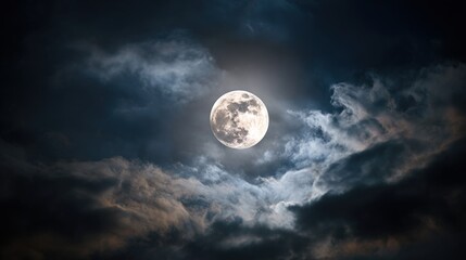 phase. A detailed closeup of the full moon, showcasing its textured surface against the dark expanse of space. STEM education sheets.