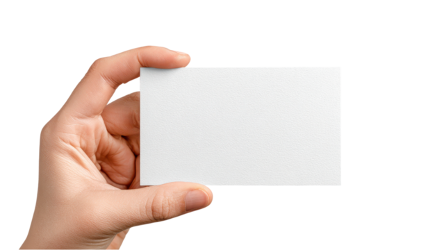 Hand Holding Blank White Card. Mockup for Business Card or Invitation