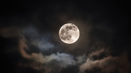 phase. A detailed closeup of the full moon, showcasing its textured surface against the dark expanse of space. STEM education sheets.