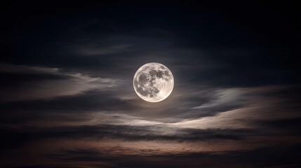 phase. A detailed closeup of the full moon, showcasing its textured surface against the dark expanse of space. STEM education sheets.