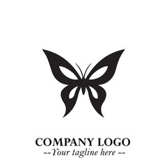 Elegant Butterfly Logo Symbol in Black on White Background with Minimalist and Modern Design
