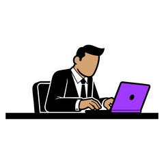 Professional Businessman Working on Laptop at Office Desk