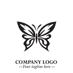 Elegant Butterfly Logo Symbol in Black on White Background with Minimalist and Modern Design
