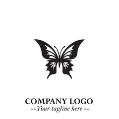 Elegant Butterfly Logo Symbol in Black on White Background with Minimalist and Modern Design
