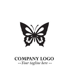 Elegant Butterfly Logo Symbol in Black on White Background with Minimalist and Modern Design
