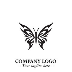 Elegant Butterfly Logo Symbol in Black on White Background with Minimalist and Modern Design
