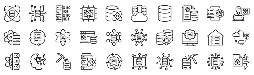 Fotobehang Beren Set of 30 outline icons related to data science. Linear icon collection. Editable stroke. Vector illustration  © SkyLine