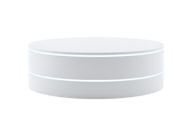 White futuristic podium with two neon rings