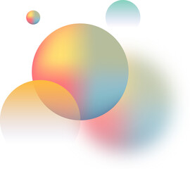 yellow gold green abstract layer gradient ball and blurred ball transparent background