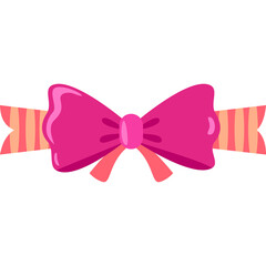 Pink Ribbon Bow With Orange Stripe Ribbon Isolated On White Background For Decoration