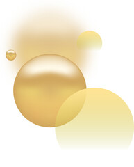 yellow gold abstract layer gradient ball and blurred ball transparent background