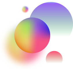 colorful abstract layer gradient ball and blurred ball transparent background