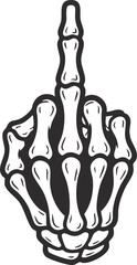 Skeleton hand giving the middle finger gesture