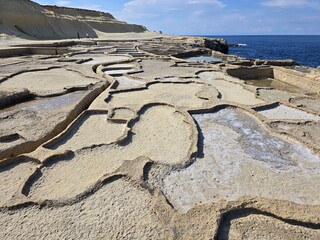 Salt pans in Gozo Malta