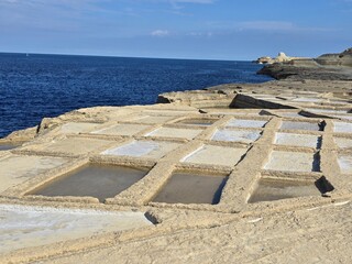 Salt pans in Gozo Malta