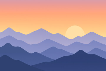 Fototapeta premium Misty mountain landscape with hills and sunrise view