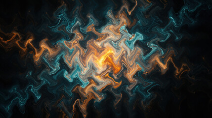 Vibrant Zigzag Light Pattern on Dark Background,Dynamic Abstract Waves with Warm and Cool Colors