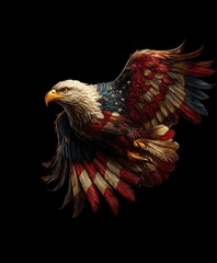 american patriotic eagle with stars and stripes Usa flag feathers