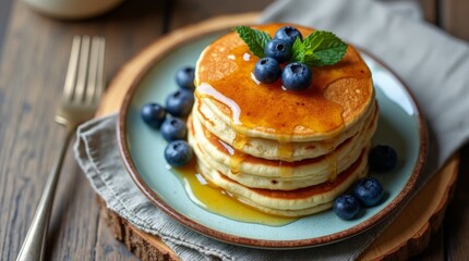 stack of pancakes with blueberry