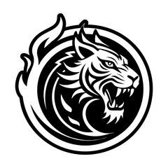 A solid style icon depicting a tiger face