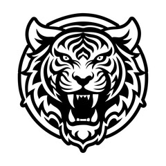 A glyph style icon showing a tiger mascot