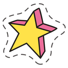 Yellow Star With Pink Edges And Cut Out Border A Festive Graphic Element On A Transparent Background
