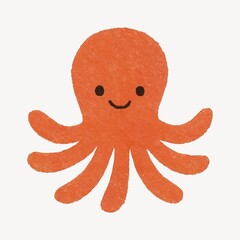 Obraz premium Cute smiling orange octopus illustration.