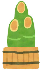 門松の水彩風手描きイラスト