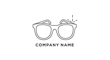 Minimalist Line Art Logo of Eyeglasses with Company Name Placeholder.