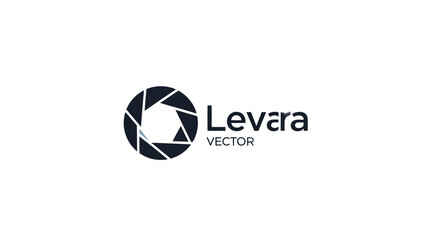 Levara Vector Logo with Camera Aperture Symbol.