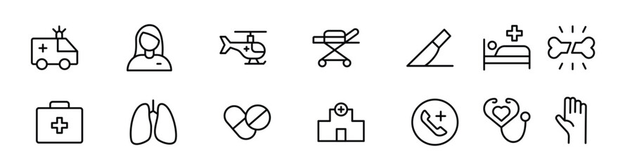 Healthcare, Medical and Medicine related line icon set. modern icon illustration collection.