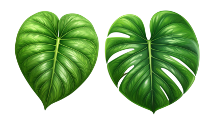  Green leaf collection in natural and stylized designs, isolated on transparent background