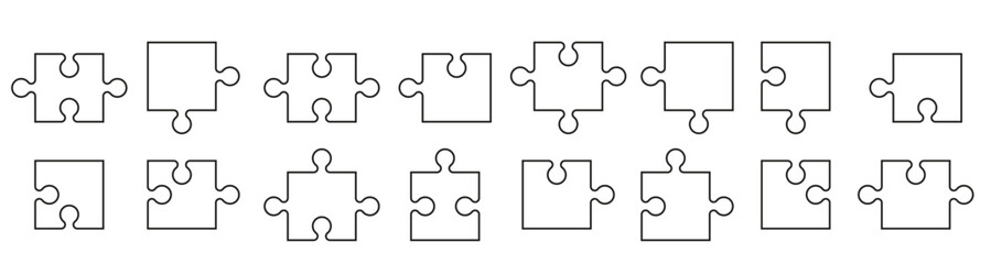  jigsaw puzzle piece template with outline blank pattern 