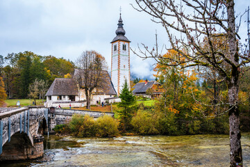 Lake Bohinj bathed in autumn magic. The kingdom of the golden-horned ibex.