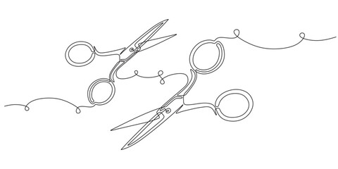 continuous line of two scisso...