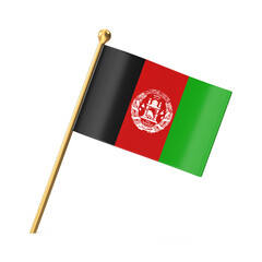 Afghanistan National Flag on Golden Pole